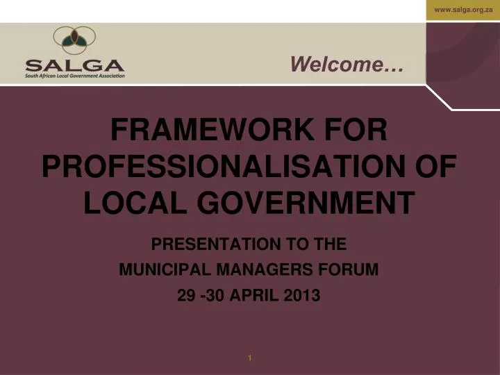 framework for professionalisation of local government