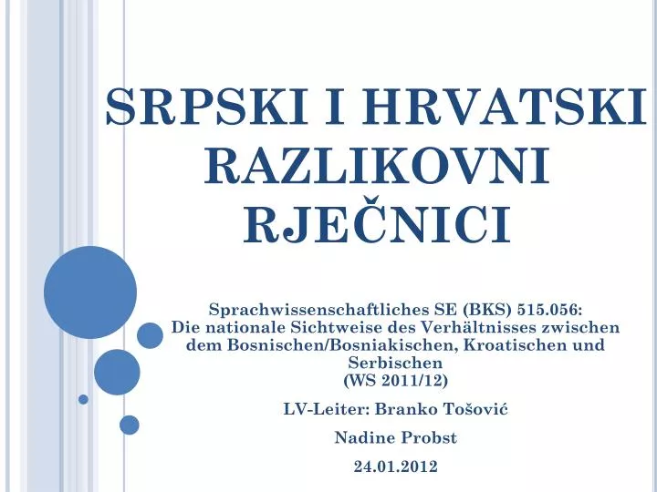 srpski i hrvatski razlikovni rje nici