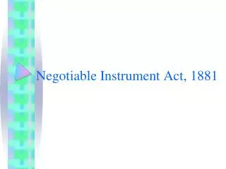 Negotiable Instrument Act, 1881