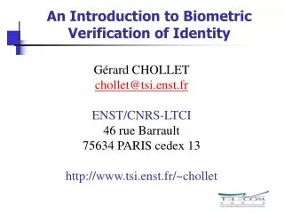 an introduction to biometric verification of identity