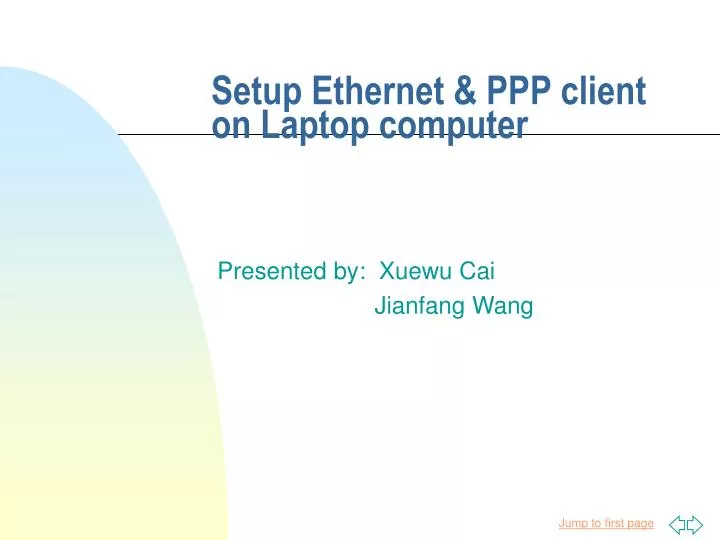 setup ethernet ppp client on laptop computer