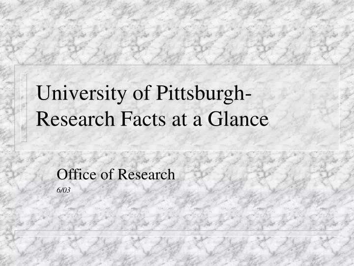 university of pittsburgh research facts at a glance