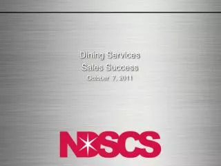 Dining Services Sales Success October 7, 2011