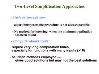 Two-Level Simplification Approaches