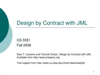 Design by Contract with JML