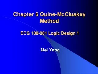 Chapter 6 Quine-McCluskey Method