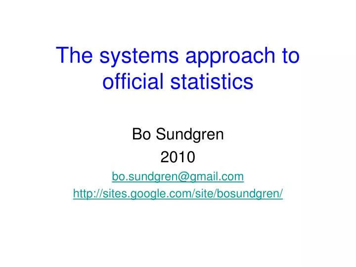 the systems approach to official statistics