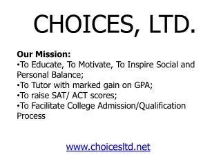 Our Mission: To Educate, To Motivate, To Inspire Social and Personal Balance;