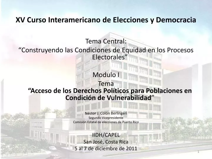 xv curso interamericano de elecciones y democracia