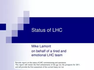 Status of LHC