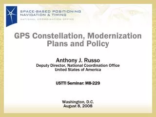 GPS Constellation, Modernization Plans and Policy