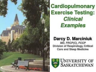 Cardiopulmonary Exercise Testing: Clinical Examples Darcy D. Marciniuk MD, FRCP(C), FCCP