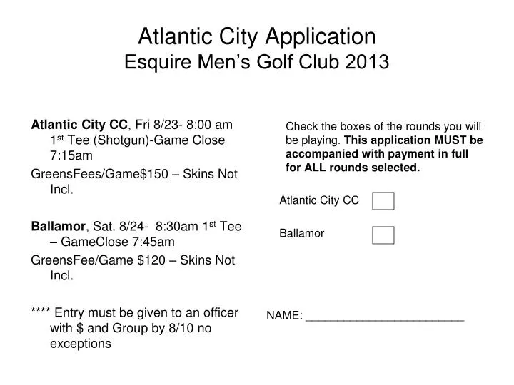 atlantic city application esquire men s golf club 2013