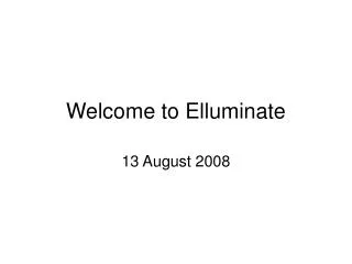 Welcome to Elluminate