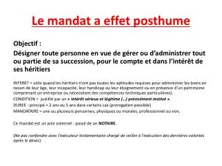 le mandat a effet posthume