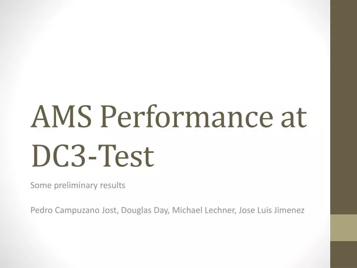 ams performance at dc3 test