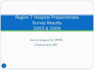 Region 7 Hospital Preparedness Survey Results 2003 &amp; 2009