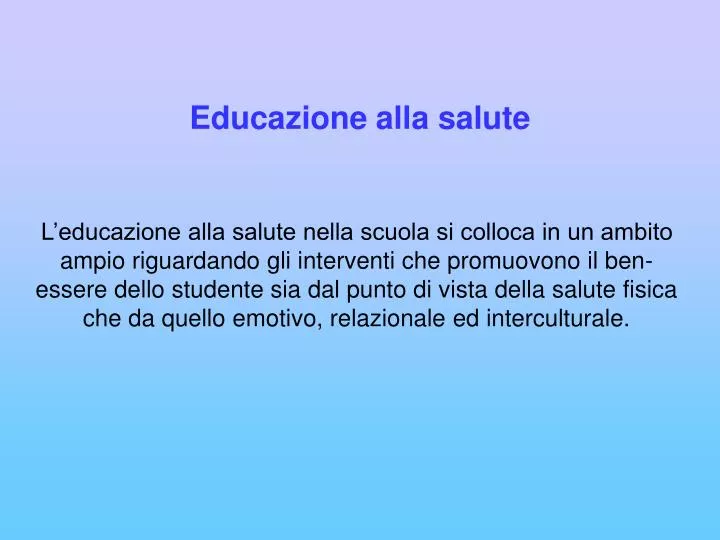 educazione alla salute