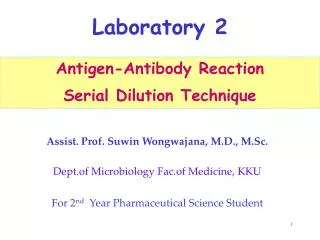 Antigen-Antibody Reaction Serial Dilution Technique