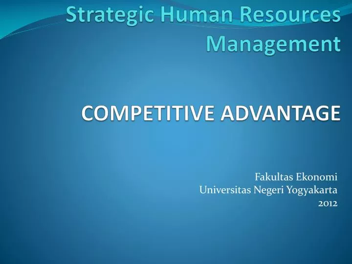 strategic human resources management competitive advantage