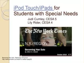 iPod Touch/ iPads for Students with Special Needs