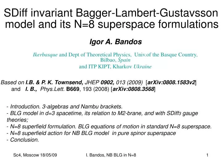 sdiff invariant bagger lambert gustavsson