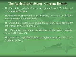 The Agricultural Sector Current Reality