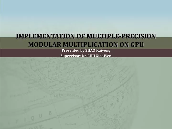 implementation of multiple precision modular multiplication on gpu