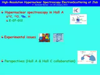 Hypernuclear spectroscopy in Hall A 12 C, 16 O, 9 Be, H E-07-012 Experimental issues