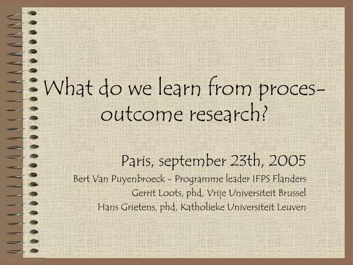 what do we learn from proces outcome research