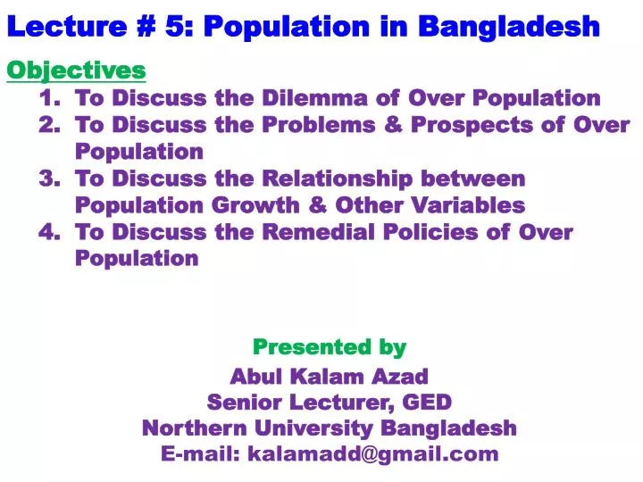 lecture 5 population in bangladesh
