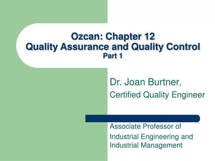 ozcan chapter 12 quality assurance and quality control part 1