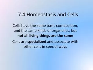 7.4 Homeostasis and Cells