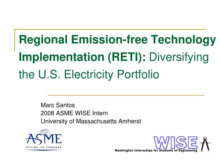 regional emission free technology implementation reti diversifying the u s electricity portfolio