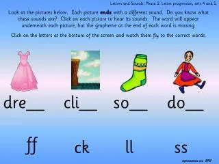 Letters and Sounds, Phase 2. Letter progression, sets 4 and 5.