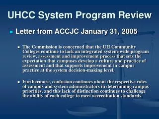 UHCC System Program Review