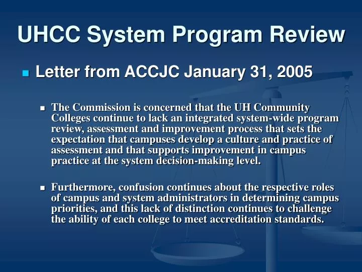 uhcc system program review