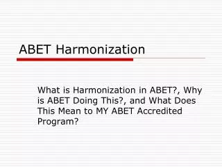 ABET Harmonization