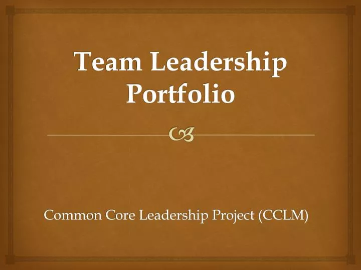 team leadership portfolio