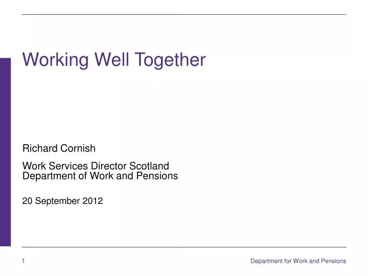 richard cornish work services director scotland department of work and pensions 20 september 2012
