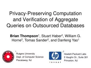 Privacy-Preserving Computation and Verification of Aggregate Queries on Outsourced Databases