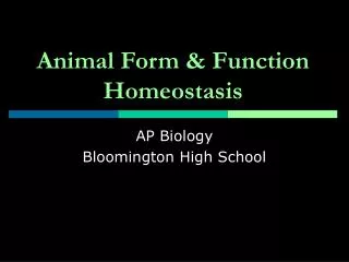 Animal Form &amp; Function Homeostasis
