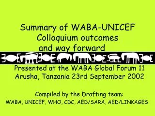 Summary of WABA-UNICEF Colloquium outcomes and way forward