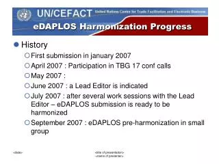 eDAPLOS Harmonization Progress