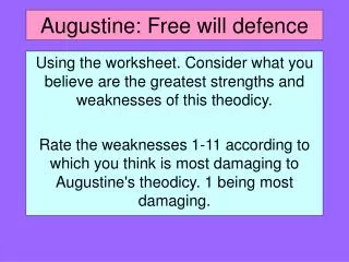 Augustine: Free will defence