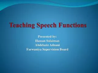 Teaching Speech Functions