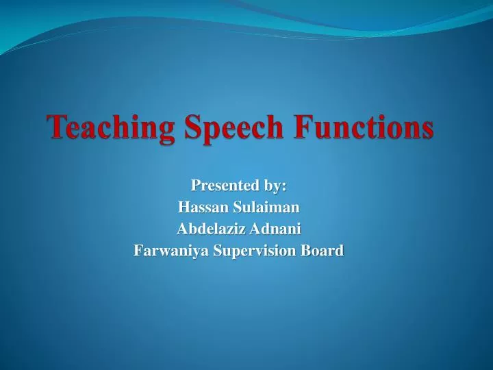 teaching speech functions