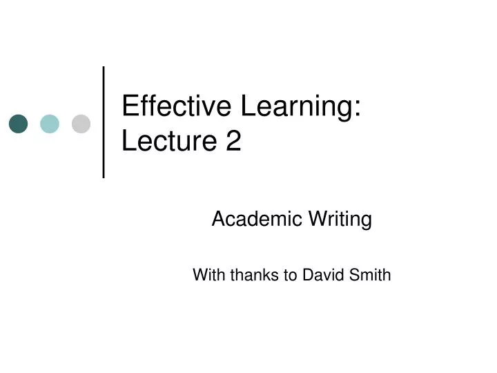 effective learning lecture 2