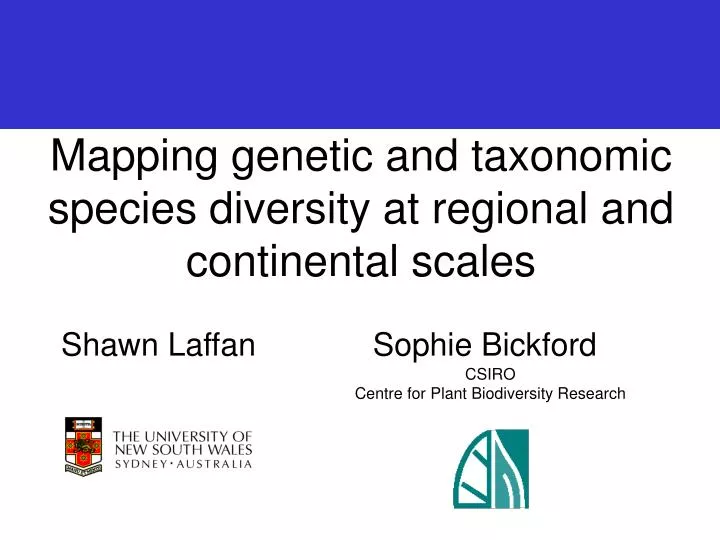 mapping genetic and taxonomic species diversity at regional and continental scales