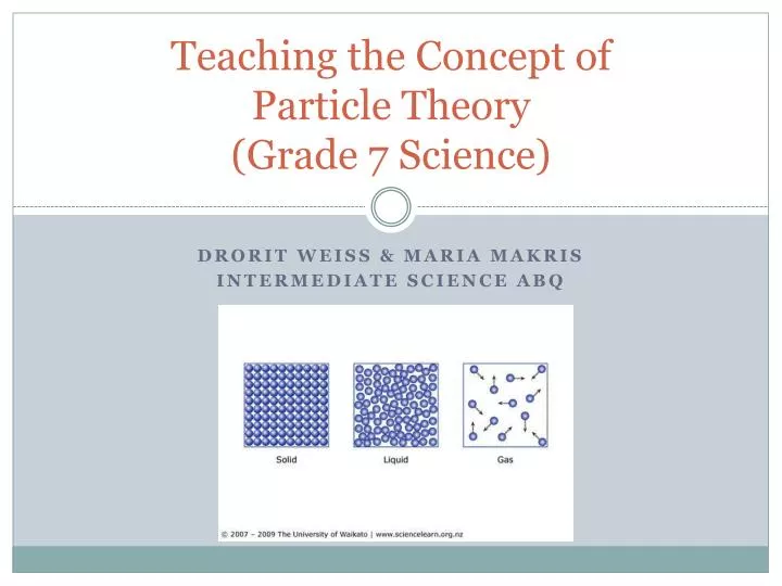 teaching the concept of particle theory grade 7 science